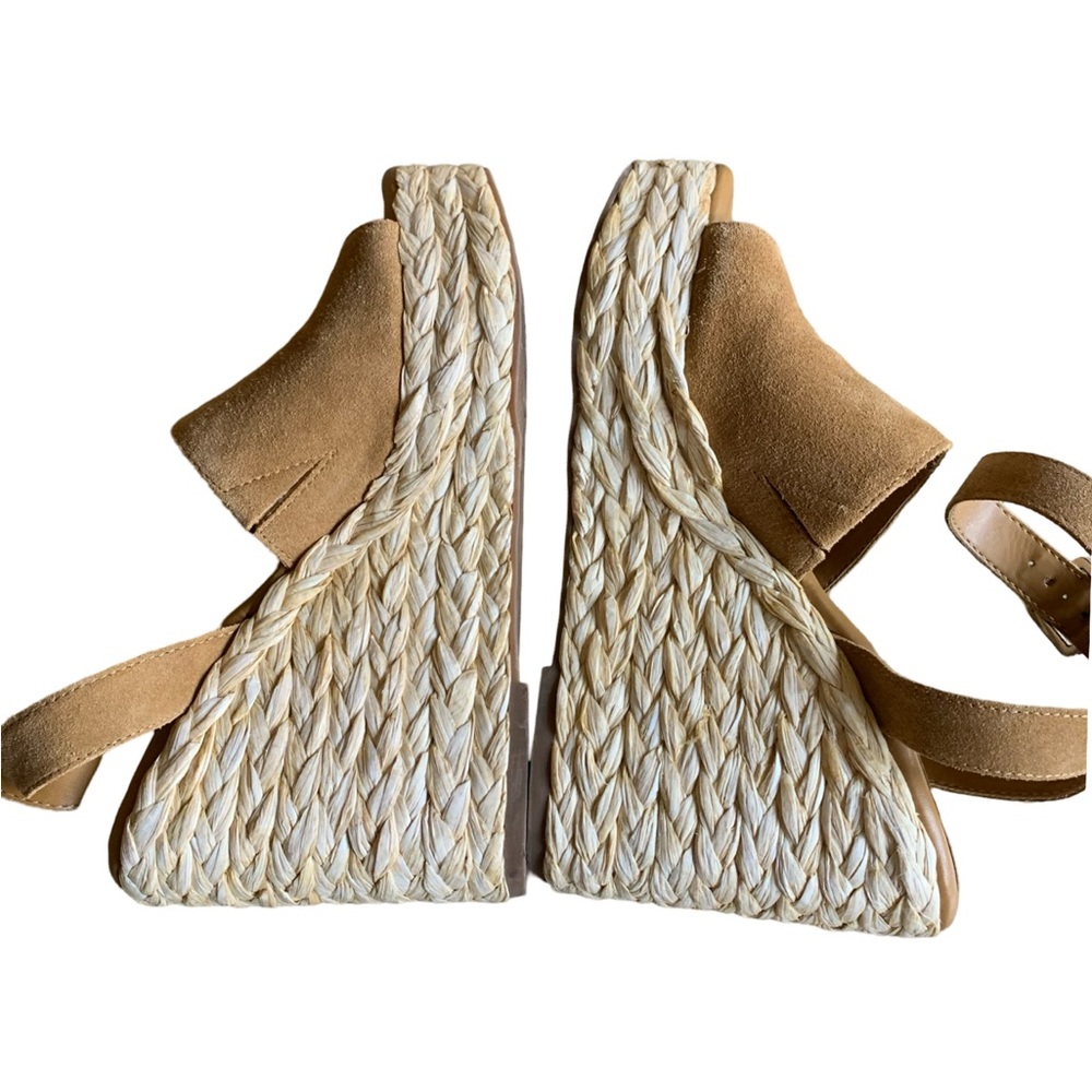 Mark Fisher Tan Suede Nelly Wedge Square Toe Ankle Buckle Platform Wedges Sz 8 - Picture 5 of 14